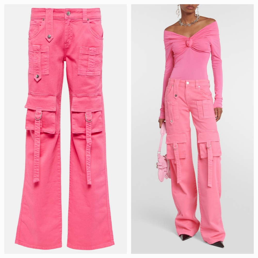 BLUMARINE Pink Cinch Strap Cargo Pants Size 38 NWT